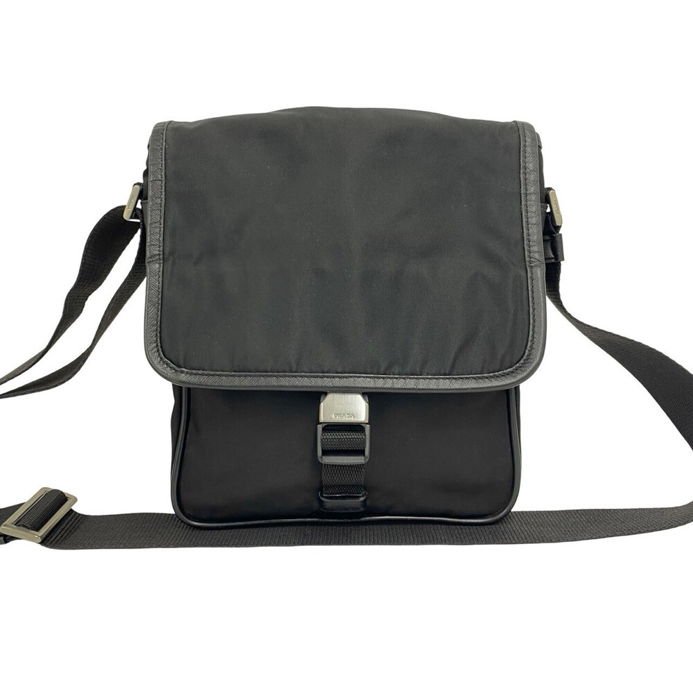 PRADA Triangle Logo Hardware Tessuto Nylon Saffiano Leather Genuine Shoulder ...
